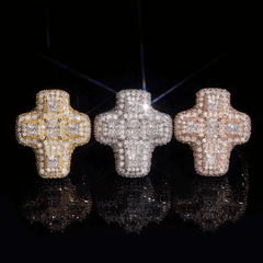 GL Cross Moissanite 925 sterling silver hip hop ring