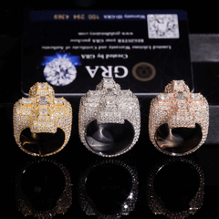 GL Cross Moissanite 925 sterling silver hip hop ring