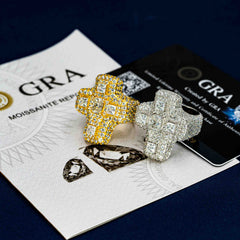 GL Cross Moissanite 925 sterling silver hip hop ring