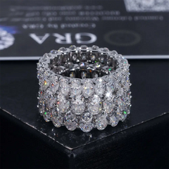 Luxury Jewelry Moissanite Rings VVS Moissanite Band 925 Sterling Silver Gold Plated Wedding Engagement Moissanite Diamond Ring