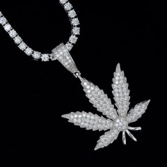 GL Hip Hop Iced Out Maple Leaf S925 Silver VVS Moissanite Pendant