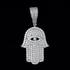 GL Eyes Hand of Fatima Hip Hop Jewelry S925 Silver Moissanite Pendant