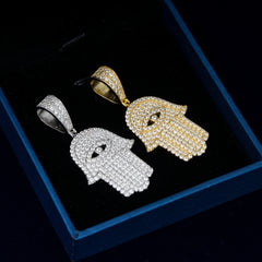 GL Eyes Hand of Fatima Hip Hop Jewelry S925 Silver Moissanite Pendant