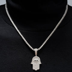 GL Eyes Hand of Fatima Hip Hop Jewelry S925 Silver Moissanite Pendant