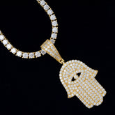 GL Eyes Hand of Fatima Hip Hop Jewelry S925 Silver Moissanite Pendant