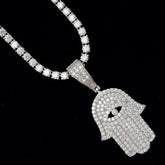 GL Eyes Hand of Fatima Hip Hop Jewelry S925 Silver Moissanite Pendant