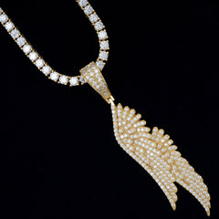 GL Angel Wing Iced Out S925 Silver Moissanite Pendant