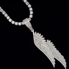 GL Angel Wing Iced Out S925 Silver Moissanite Pendant