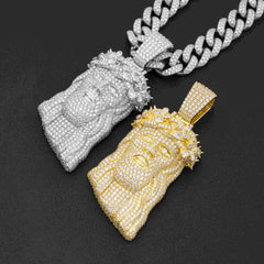 GL Silver Full Moissanite Garland Corolla Jesus Pendant