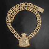 GL Incredible Money Bag Pendant Cuban Chain Set