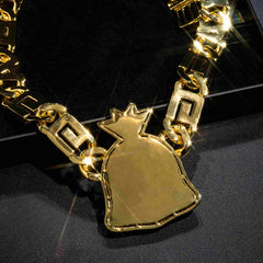GL Incredible Money Bag Pendant Cuban Chain Set