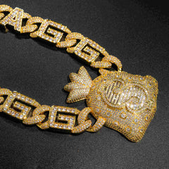 GL Incredible Money Bag Pendant Cuban Chain Set