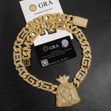 GL Incredible Money Bag Pendant Cuban Chain Set