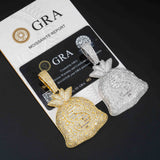 GL Rich Money Bag Ice Out Moissanite Pendant