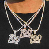 GL Ice Out Moissanite Pendant Letters 100 With Free Chain