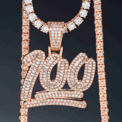 GL Ice Out Moissanite Pendant Letters 100 With Free Chain