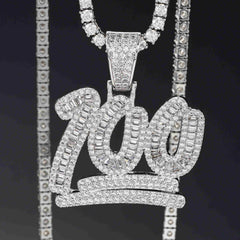 GL Ice Out Moissanite Pendant Letters 100 With Free Chain