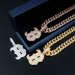 GL Iced Out Silver VVS Moissanite Hip Hop Individual Letter "K B J" Pendant