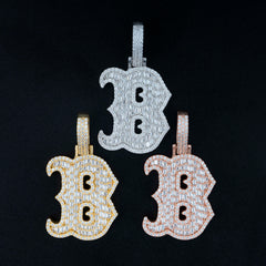GL Iced Out Silver VVS Moissanite Hip Hop Individual Letter "K B J" Pendant