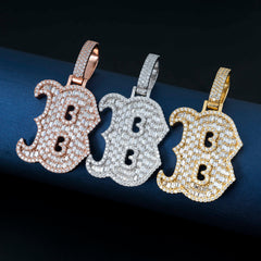 GL Iced Out Silver VVS Moissanite Hip Hop Individual Letter "K B J" Pendant