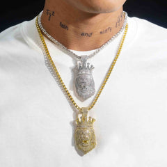 GL Rapper Rock Moissanite Silver custom lion head pendant