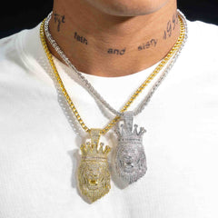 GL Rapper Rock Moissanite Silver custom lion head pendant