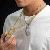 GL Rapper Rock Moissanite Silver custom lion head pendant