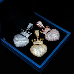 GL Cute Gold Paw Heart Custom Diamond Pendant