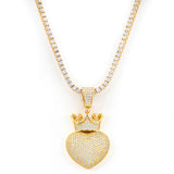 GL Cute Gold Paw Heart Custom Diamond Pendant