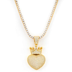 GL Cute Gold Paw Heart Custom Diamond Pendant