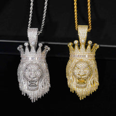 GL Rapper Rock Moissanite Silver custom lion head pendant