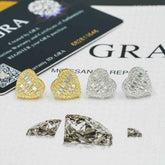 GL Heart Shape Emerald Round Cut S925 Moissanite Diamond Earring