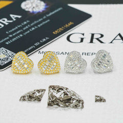 GL Heart Shape Emerald Round Cut S925 Moissanite Diamond Earring