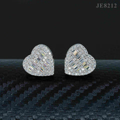 GL Heart Shape Emerald Round Cut S925 Moissanite Diamond Earring