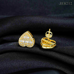 GL Heart Shape Emerald Round Cut S925 Moissanite Diamond Earring