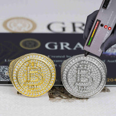 GL 925 Silver Moissanite Bitcoin Iced Ring