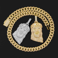 GL Silver Full Moissanite Teardrop Diamond Crown Jesus Pendant