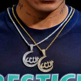 GL Emerald Cut Diamond Moon Allah Pendant