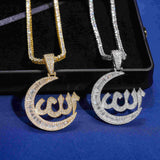 GL Emerald Cut Diamond Moon Allah Pendant