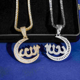 GL Emerald Cut Diamond Moon Allah Pendant