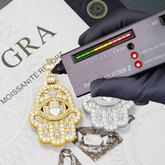 GL Iced Out Hand of Fatima Brass 5A+ Diamond Pendant