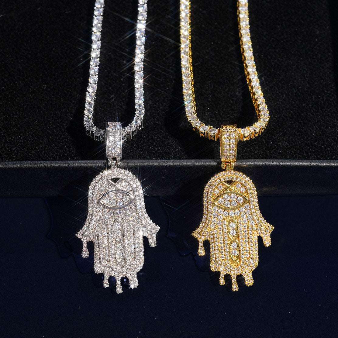 Encrusted with diamonds eye pendant