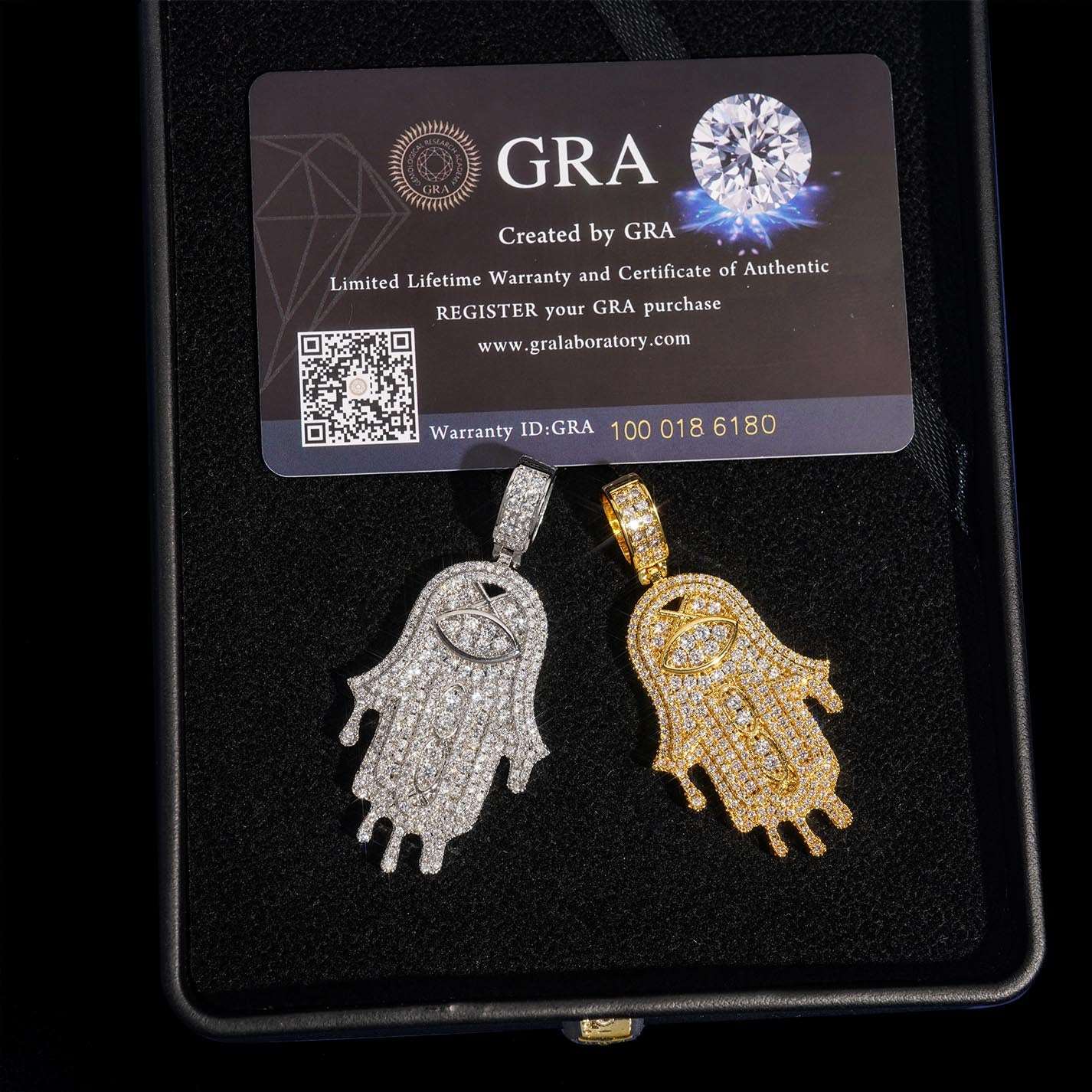 Encrusted with diamonds eye pendant