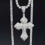 GL Iced Out Layered Cross Brass 5A+ Diamond Pendant