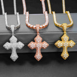GL Iced Out Layered Cross Brass 5A+ Diamond Pendant