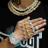 GL 6mm Baguette Cross Infinity Gold Plated Hip Hop Bracelet