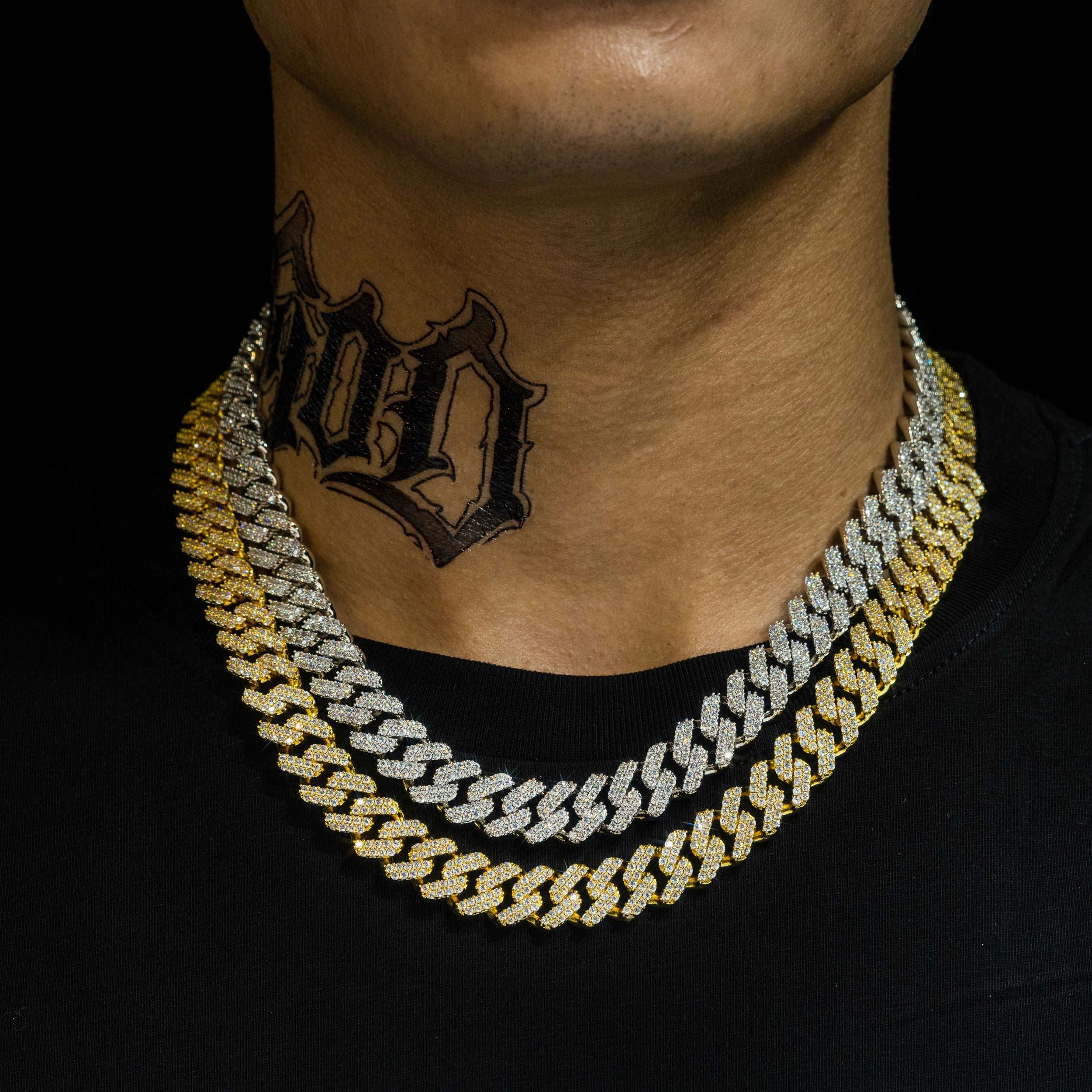 12.6mm hip-hop cuban chains made of Brass and AAAAA Zircon jewelry.