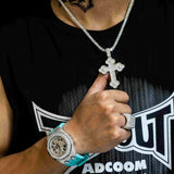 GL 925 sterling silver VVS diamond Moissanite flower shaped cross pendant