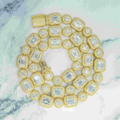 GL 10MM Round&Rmerald Cut Moissanite Luxury Chain