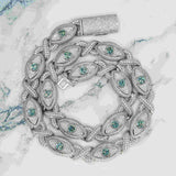 GL 15mm Devil's Eye Moissanite Cuban Chain Necklace